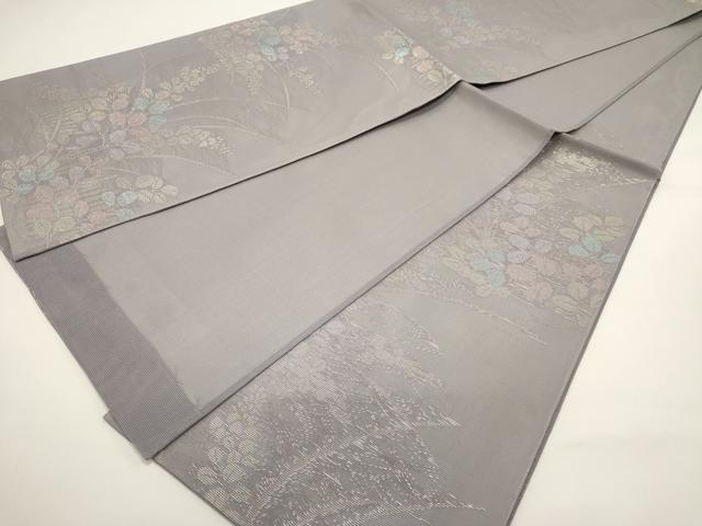 平和屋着物*夏物 六通柄袋帯 草葉文 銀糸 正絹 逸品 DABH1698cd