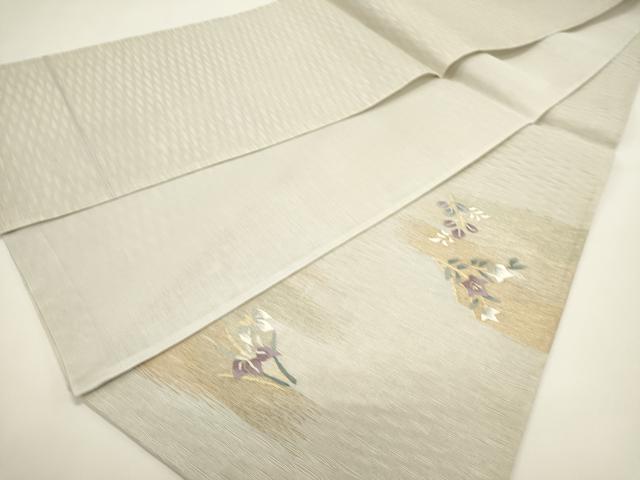 平和屋着物*夏物 太鼓柄袋帯 すくい織 草花文 金銀糸 正絹 逸品 DABH1699cd