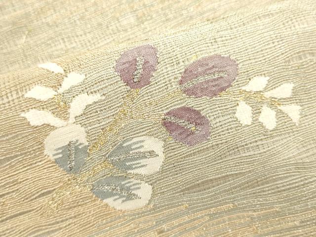 平和屋着物*夏物 太鼓柄袋帯 すくい織 草花文 金銀糸 正絹 逸品 DABH1699cd