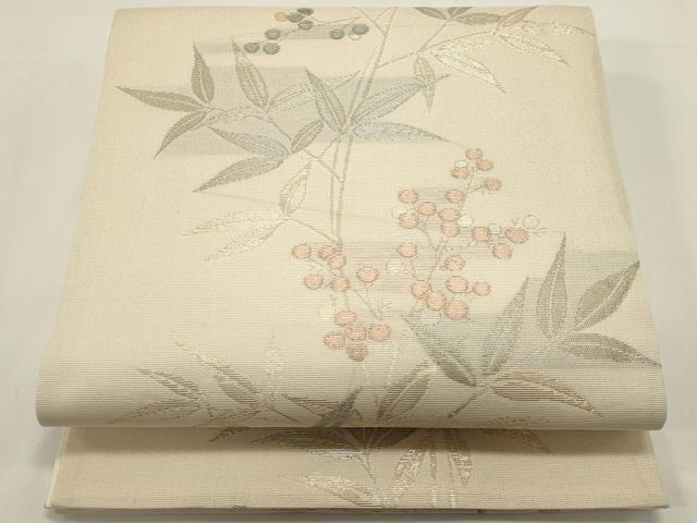 平和屋着物*夏物 六通柄袋帯 南天文 金糸 三越扱い 正絹 逸品 DABH1704cd