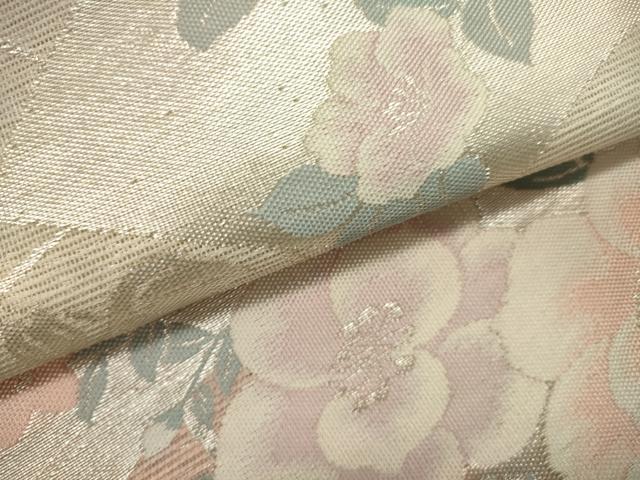 平和屋着物*夏物 六通柄袋帯 扇面花文 銀糸 正絹 逸品 DABH1707cd