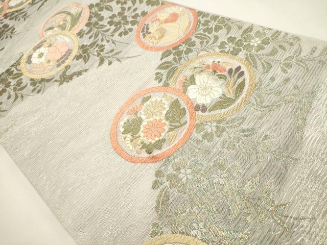 平和屋着物*夏物 六通柄袋帯 唐織 花丸文 金銀糸 正絹 逸品 DABH1708cd