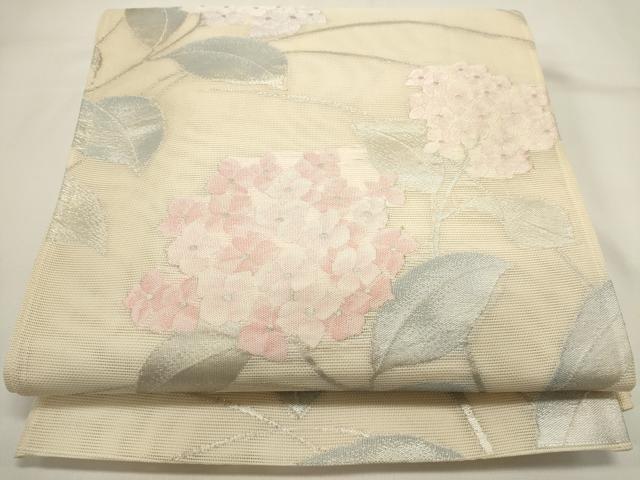 平和屋着物*夏物 六通柄袋帯 紫陽花 銀糸 正絹 逸品 DABH1709cd