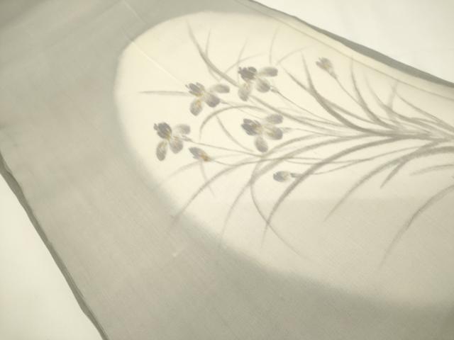 平和屋着物*夏物 太鼓柄袋帯 草花文 杜若 カキツバタ 金彩 正絹 逸品 DABH1714cd