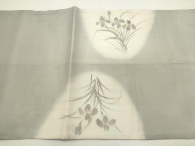 平和屋着物*夏物 太鼓柄袋帯 草花文 杜若 カキツバタ 金彩 正絹 逸品 DABH1714cd