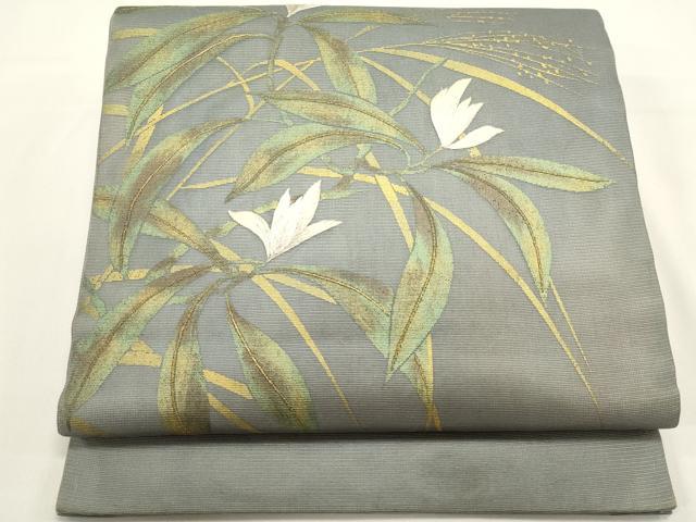 平和屋着物*夏物 九寸開き名古屋帯 刺繍 草花文 金彩 正絹 逸品 DABH1725cd