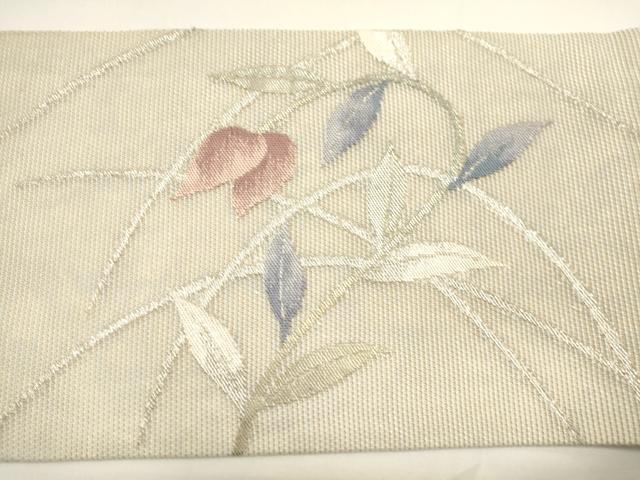 平和屋着物*夏物 九寸名古屋帯 枝葉文 金銀糸 正絹 逸品 DABH1729cd