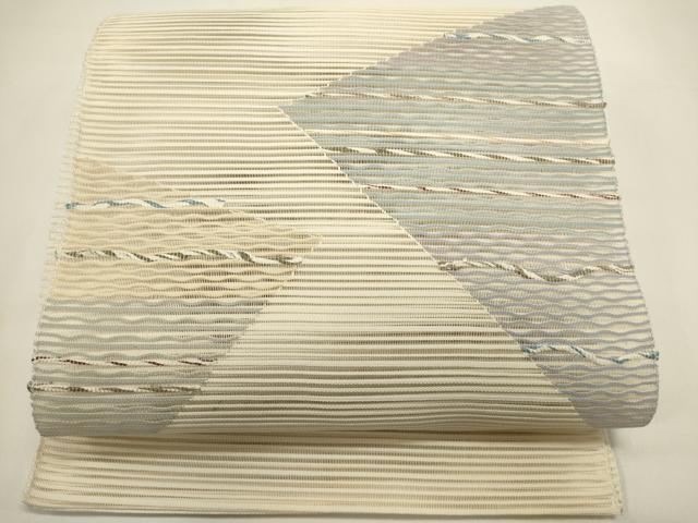 平和屋着物*夏物 八寸名古屋帯 絽綴れ 幾何学文 金糸 正絹 逸品 DABH1732cd