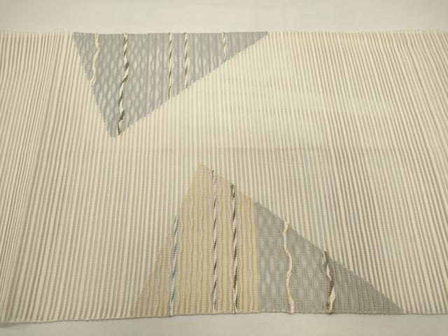 平和屋着物*夏物 八寸名古屋帯 絽綴れ 幾何学文 金糸 正絹 逸品 DABH1732cd