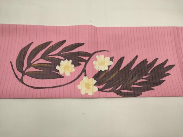 平和屋着物*夏物 絽塩瀬 九寸名古屋帯 作家物 ろうけつ染め 草花文 正絹 逸品 DABH1737cd