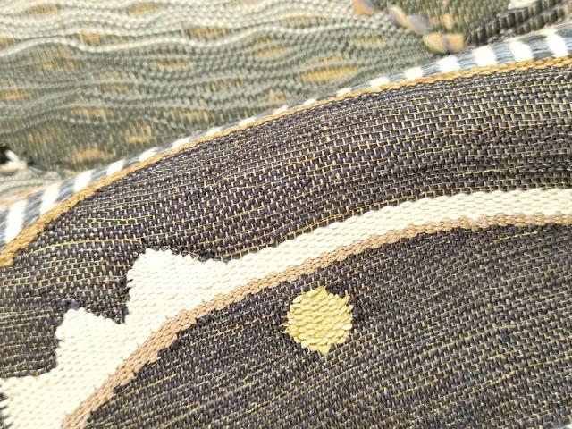 平和屋着物▽太鼓柄袋帯 スリーシーズン 春夏秋 すくい織 立波文 正絹 逸品 DABH1763cd