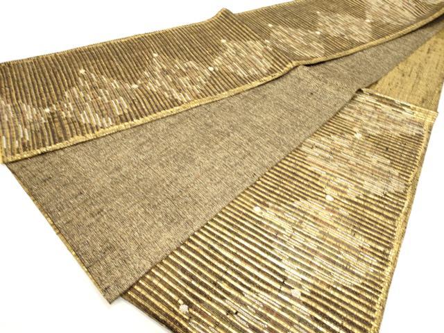 平和屋着物▽六通柄袋帯 スリーシーズン 春夏秋 菱文 金糸 正絹 逸品 DABH1769cd