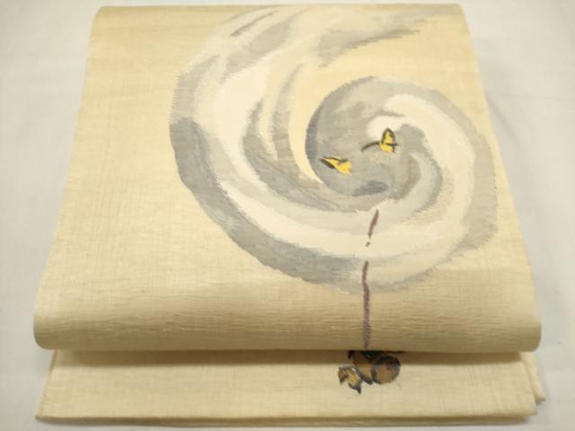 平和屋着物▽太鼓柄袋帯 スリーシーズン 春夏秋 すくい織 抽象文 正絹 逸品 DABH1775cd