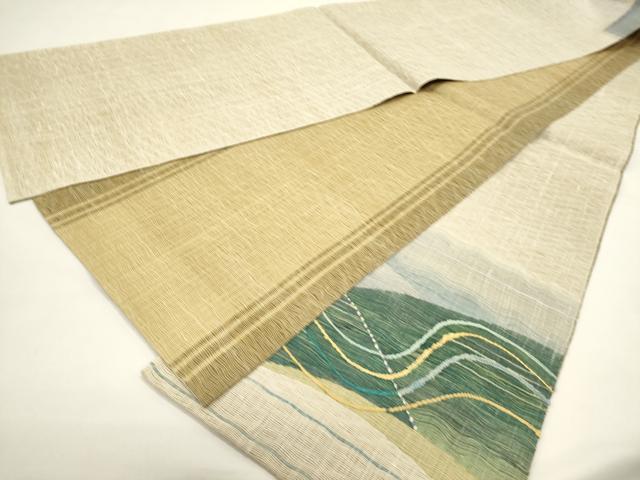 平和屋着物▽太鼓柄袋帯 スリーシーズン 春夏秋 すくい織 流水文 正絹 逸品 DABH1776cd