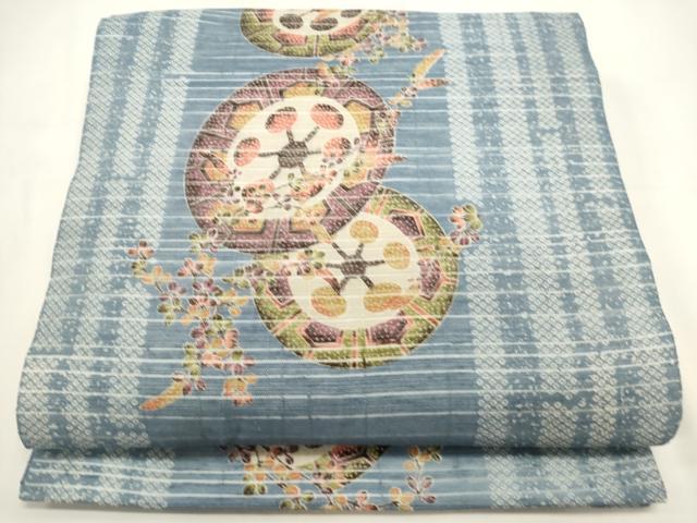 平和屋着物*夏物 九寸開き名古屋帯 源氏車花文 正絹 逸品 DABH1787cd
