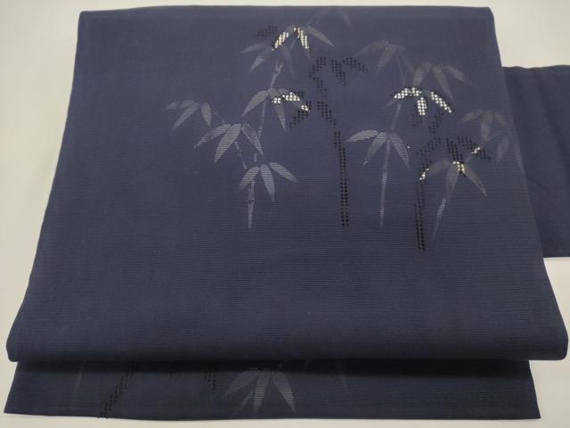平和屋着物*夏物 絽塩瀬 九寸名古屋帯 笹竹文 金彩 正絹 逸品 DABH1795cd