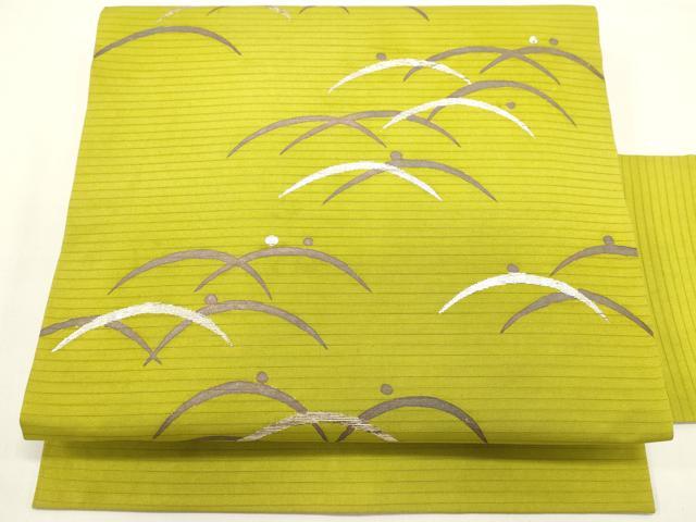 平和屋着物*夏物 絽塩瀬 九寸名古屋帯 芝文 銀糸 正絹 逸品 DABH1798cd