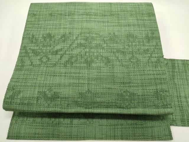 平和屋着物*夏物 八寸名古屋帯 抽象文様 柳染色 DABH1799cd