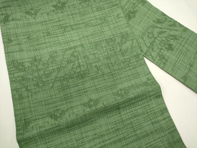 平和屋着物*夏物 八寸名古屋帯 抽象文様 柳染色 DABH1799cd