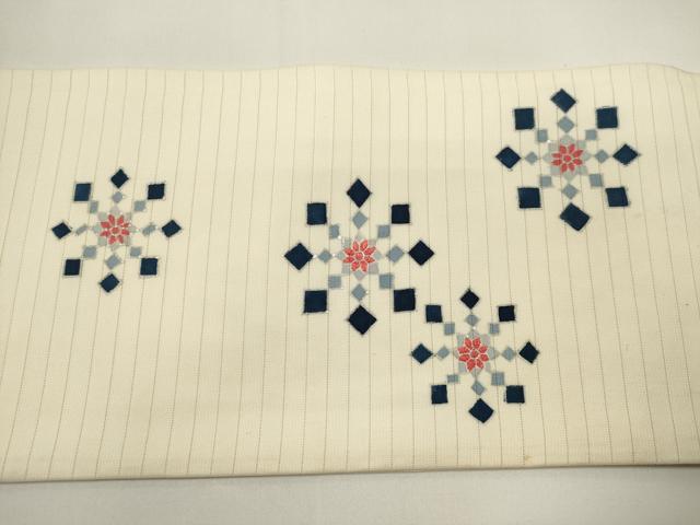 平和屋着物*夏物 絽塩瀬 九寸名古屋帯 舞花文 銀彩 正絹 逸品 DABH1801cd