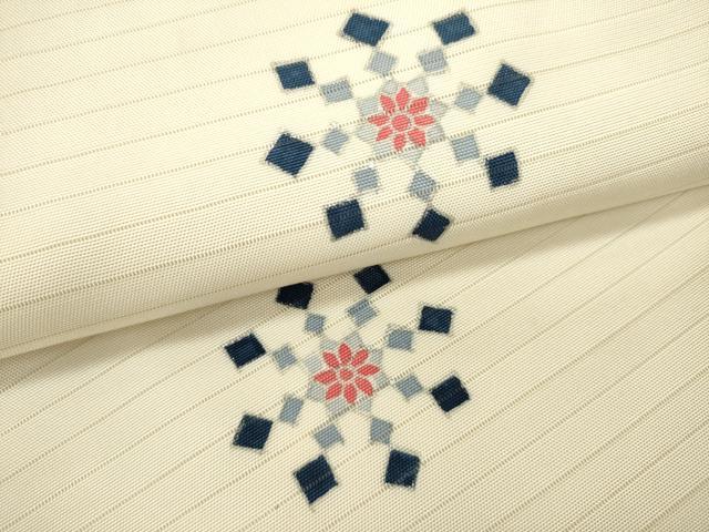 平和屋着物*夏物 絽塩瀬 九寸名古屋帯 舞花文 銀彩 正絹 逸品 DABH1801cd