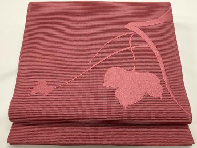 平和屋着物*夏物 八寸名古屋帯 絽綴れ 枝葉文 今様色 正絹 逸品 DABH1803cd
