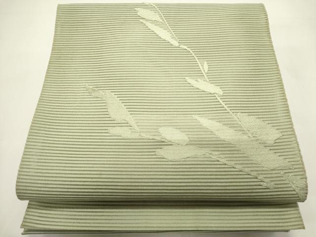 平和屋着物*夏物 八寸名古屋帯 絽綴れ 草葉文 裏葉柳色 正絹 逸品 DABH1808cd