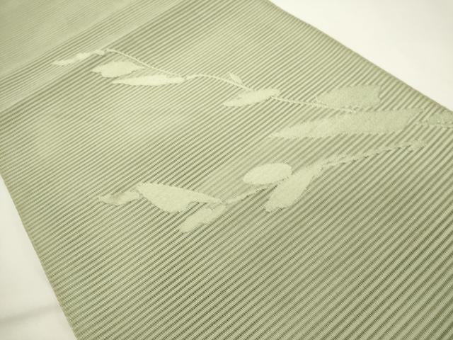 平和屋着物*夏物 八寸名古屋帯 絽綴れ 草葉文 裏葉柳色 正絹 逸品 DABH1808cd
