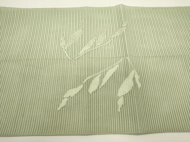 平和屋着物*夏物 八寸名古屋帯 絽綴れ 草葉文 裏葉柳色 正絹 逸品 DABH1808cd