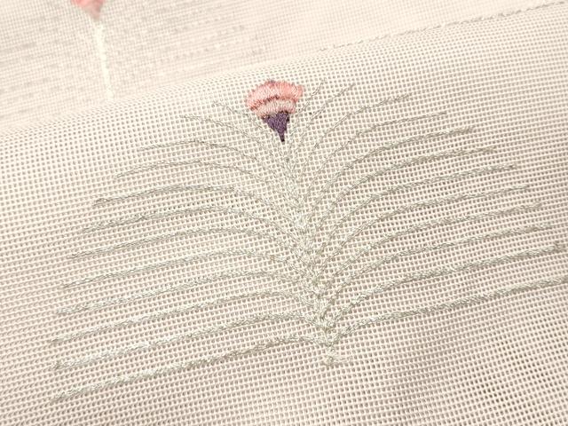 平和屋着物*夏物 八寸名古屋帯 総刺繍 枝花文 銀糸 正絹 逸品 DABH1810cd