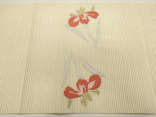 平和屋着物*夏物 八寸名古屋帯 絽綴れ 杜若 カキツバタ 金銀糸 正絹 逸品 DABH1820cd