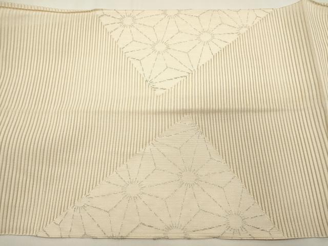 平和屋着物*夏物 八寸名古屋帯 絽綴れ 麻の葉文様 銀糸 正絹 逸品 DABH1823cd