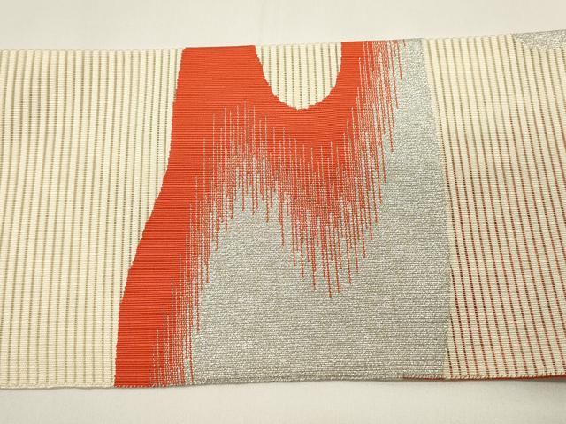 平和屋着物*夏物 八寸名古屋帯 絽綴れ 流水文 銀糸 正絹 逸品 DABH1832cd