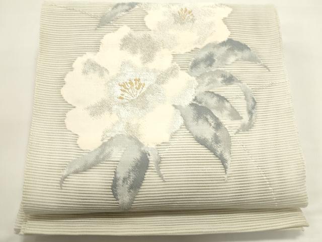 平和屋着物*夏物 八寸名古屋帯 絽綴れ 草花文 銀糸 正絹 逸品 DABH1841cd