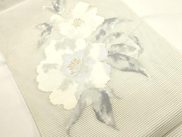 平和屋着物*夏物 八寸名古屋帯 絽綴れ 草花文 銀糸 正絹 逸品 DABH1841cd