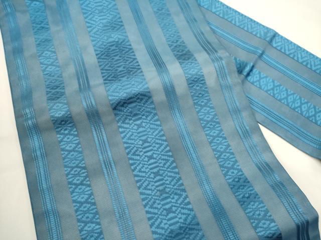 平和屋着物*夏物 全通柄九寸名古屋帯 紗献上 露草色 正絹 逸品 DABH1842cd