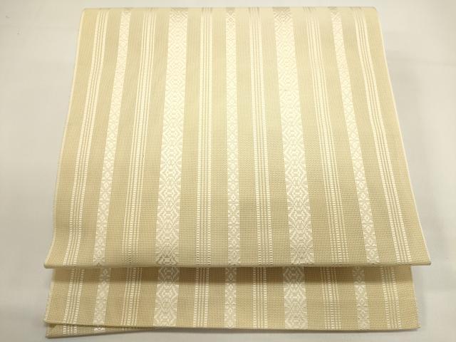 平和屋着物*夏物 本場筑前博多織 八寸名古屋帯 紗献上 鳥の子色 正絹 逸品 DABH1848cd