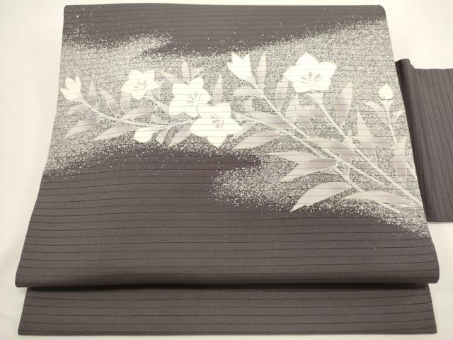 平和屋着物*夏物 絽塩瀬 九寸名古屋帯 草花文 金彩 正絹 逸品 DABH1853cd