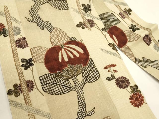 平和屋着物*夏物 摺型友禅 京都 多ち花 全通柄九寸名古屋帯 枝梅文 正絹 逸品 DABH1854cd