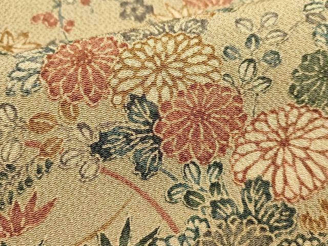 平和屋着物■上質な小紋 草花文 鬼しぼ縮緬 正絹 逸品 DABH1858cd