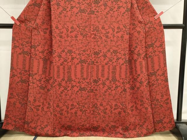 平和屋着物■上質な小紋 花唐草文 鬼しぼ縮緬 正絹 逸品 DABH1860cd