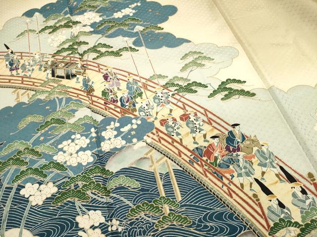 平和屋着物■豪華色留袖 渡橋人物風景文 暈し染め 金彩 正絹 逸品 DABH1861cd