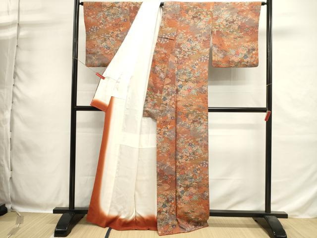 平和屋着物■上質な小紋 吉祥貝桶花文 金彩 正絹 逸品 DABH1863cd