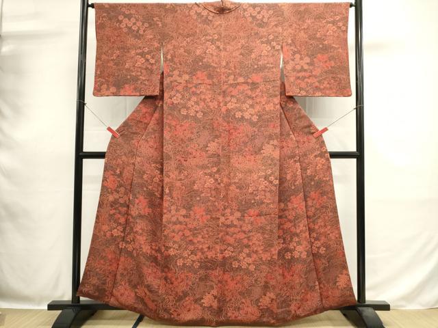 平和屋着物■上質な小紋 流水花文 鬼しぼ縮緬 正絹 逸品 DABH1867cd