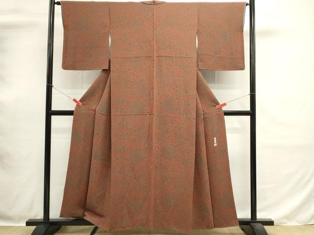 平和屋着物■上質な小紋 作家物 更紗花唐草文 鬼しぼ縮緬 正絹 逸品 DABH1874cd