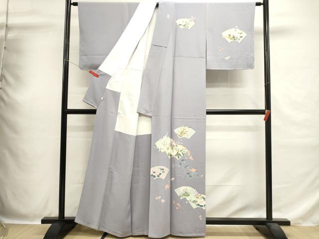 平和屋着物■訪問着 地紙草花文 銀彩 正絹 逸品 DABH1886cd