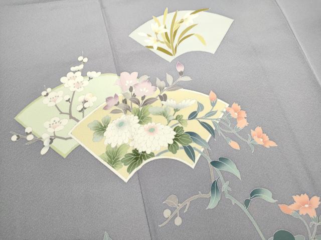 平和屋着物■訪問着 地紙草花文 銀彩 正絹 逸品 DABH1886cd