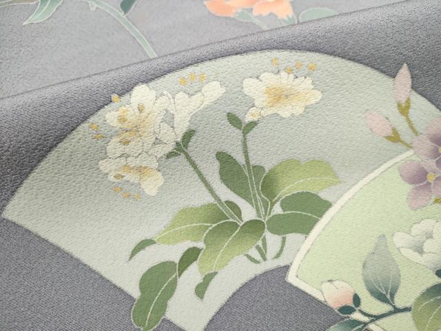 平和屋着物■訪問着 地紙草花文 銀彩 正絹 逸品 DABH1886cd