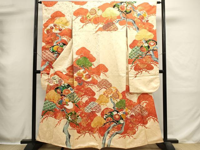 平和屋着物■豪華振袖 駒刺繍 吉祥枝松文 金彩 正絹 逸品 DABH1900cd