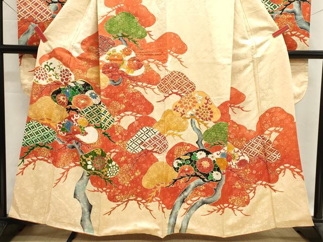 平和屋着物■豪華振袖 駒刺繍 吉祥枝松文 金彩 正絹 逸品 DABH1900cd